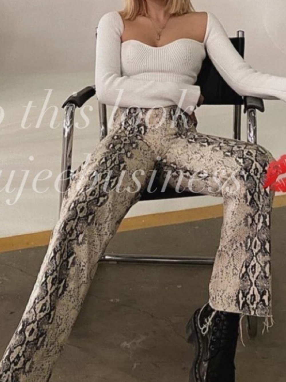 Zara Beige Snake-Print Flare Jeans GOOD CONDITION SIZE 4 - Picture 2 of 12